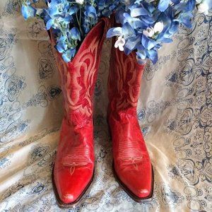 Shyanne Red Leather 12" Cowboy Boots Size 8